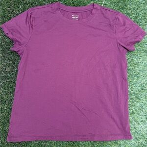 Frame Denim Women’s Burgundy Short Sleeve Tee Tshirt
